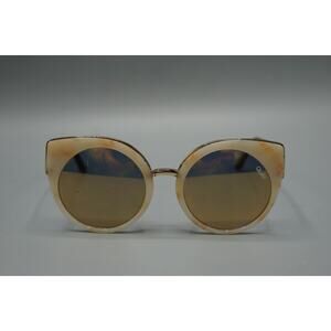 Quay Australia Last Dance Cat Eye Sunglasses Cream Gold Mirror Lens